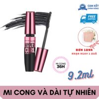 Mascara Maybelline Làm dài và Cong Mi tự nhiên 100° 9.2ml Hyper Curl Volum' Express Mascar