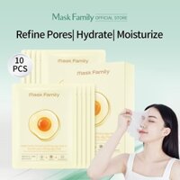 MASK FAMILY Mặt nạ trứng trắng da Thu nhỏ lỗ chân lông giúp cấp nước và dưỡng ẩm cao cấp 25ml 10 miếng