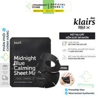 Mask Klairs Midnight Blue Calming Sheet Mặt nạ dịu da, giảm nhờn và giảm mụn đầu đen 25ml