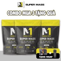 Mass gainer MUSCLE ONE , sữa tăng cân tăng cơ 3kg (combo 3 túi tặng bình lắc + bao tay)