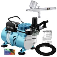 Master Airbrush Cool Runner II Dual Fan Air Compressor System Kit with a G23 Gravity Feed Dual-Action Airbrush Set with 0.3 mm Tip - Hose, Holder, ...