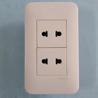 Mặt 2 ổ cắm đơn 2 chấu 10A, size M (F1426USM_WE_G19) S-Flexi - Schneider (Tặng kèm 1 cái đế âm cho 1 sản phẩm)