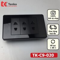 Mặt 3 Ổ Cắm 2 Chấu Cho 3 Phích Cắm Điện Âm Tường Cao Cấp Mặt Nhựa Acrylic ĐEN Bóng Kính - Thương Hiệu Nhật TK-C9-020