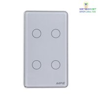 Mặt 4 Công Tắc Màu Trắng Viền Bạc, Điều Khiển Wifi MPE SWW4/SC