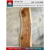 Mặt Bàn Gỗ Me Tây Nguyên Khối Dài 294 Rộng 83-79-86 Dày 4.8 (cm)