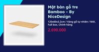 Mặt bàn gỗ tre Bamboo - By NiceDesign (120x60x3.2cm - Vàng gỗ tự nhiên - Mới, Full box, Chính hãng) (NDTT24BAMB01)