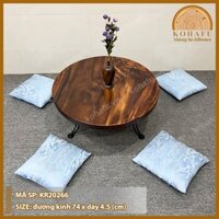 Mặt Bàn Tròn Gỗ Me Tây 74cm - Bàn Ngồi Bệt Kiểu Nhật KR20266