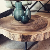 Mặt bàn tròn gỗ mộc nguyên tấm gỗ thịt tự nhiên, làm bàn trà, bàn cafe