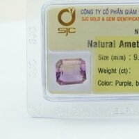 Mặt Đá Quý Ametrine Tự Nhiên Kiểm Định Mài Giác Chữ Nhật 9*11 Li 50643
