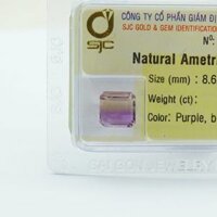 Mặt Đá Quý Ametrine Tự Nhiên Kiểm Định Mài Giác Vuông 8*8 Li 50632