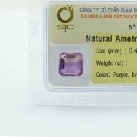 Mặt Đá Quý Ametrine Tự Nhiên Kiểm Định Mài Giác Vuông 9*9 Li 50645