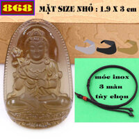 Mặt Đại Thế Chí Bồ Tát pha lê nâu 1.9 x 3cm, 3.2 x 5cm kèm vòng cổ dây dù nâu + móc dây chuyền inox