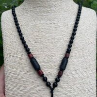 Mặt Dây Buộc Obsidian Cao Cấp Hạt Dây Xích Đen Onyx Chuyển Hạt Vòng Cổ Dây Nam Vòng Cổ Dây Ngọc Tay Dệt20240612