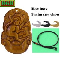 Mặt dây chuyền 12 con giáp tuổi Thân ( khỉ ) đá mắt hổ kèm vòng cổ dây dù nâu + móc inox, 12 con giáp