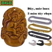 Mặt dây chuyền 12 con giáp tuổi Thân ( khỉ ) đá mắt hổ kèm vòng cổ dây chuyền inox rắn + móc inox, 12 con giáp
