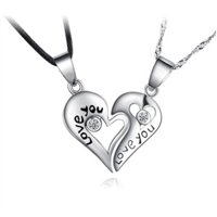 Mặt dây chuyền 2 nửa trái tim đôi bằng bạc ý cao cấp S925