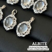 Mặt dây chuyền Albite bọt nước hình chiếc lá & hồ lô & trứng bọc bạc hàng siêu đẹp kiểm định