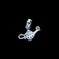 Mặt dây chuyền bạc 925 hình đèn thần Aladin đính đá trắng 6A