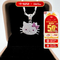 Mặt dây chuyền bạc cho bé gái hình kitty gắn đá Cz Bảo Tín Thanh thủy,chất liệu bạc ta nguyên chất 0.772 chỉ dài 2.5cm