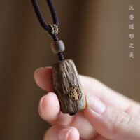 Mặt dây chuyền bạc khảm gỗ gỗ đàn hương Daikokuten năm sọc, mặt dây chuyền tiền ma núi Sutra cho nam và nữ, dây chuyền tinh tế TMVZ
