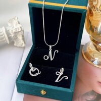 Mặt dây chuyền bạc mặt chữ cái đính đá MD031 - Trang Sức MINA JEWELRY