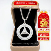 Mặt dây chuyền bạc nam Bảo Tín Thanh Thủy mặt bạc hình tròn sao ba cánh đính đá cao 4.5cm rộng 3.4cm 2.11 chỉ bạc ta