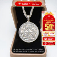 Mặt dây chuyền bạc nam Bảo Tín Thanh Thủy, mặt dây chuyền hình tròn kiếm cao 4.8cm rộng 3.5cm 2.588 chỉ bạc ta