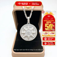 Mặt dây chuyền bạc nam Bảo Tín Thanh Thủy mặt bạc hình tròn sao tám cánh đính đá cao 4.8cm rộng 3.3cm 4.85 chỉ bạc ta