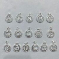 Mặt dây chuyền bạc nam. Mặt chữ cái đường kính 2,5cm bo viền thời trang