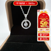 Mặt dây chuyền bạc nữ hình tròn thủng gắn đá Cz Bảo Tín Thanh Thủy, chất liệu bạc ta nguyên chất 0.41chỉ, dài 2.2cm