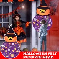 Mặt Dây Chuyền Bằng Vải Nỉ Không Dệt Hình Bí Ngô Phù Thủy Halloween Có Thể Gập Lại Trang Trí