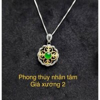 Mặt dây chuyền bông hoa đính viên phi thúy 5mm xynh