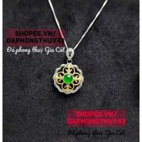 Mặt dây chuyền bông hoa đính viên phi thúy 5mm xynh New