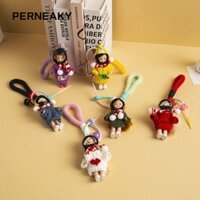 Mặt dây chuyền búp bê Giáng sinh PERNEAKY, Túi đựng quần áo thay đổi DIY Vòng chìa khóa ô tô quyến rũ, Phim hoạt hình treo trang trí túi trang trí