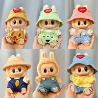 Mặt dây chuyền búp bê Labububu Bộ búp bê ngồi 17cm Vinyl Hộp bí ẩn Quần áo Móc khóa
