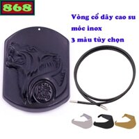 Mặt dây chuyền chó sói đá đen ( size lớn - XXL ) kèm vòng cổ dây cao su đen + móc inox, vòng cổ dây chuyền