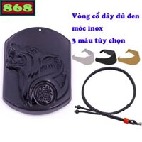 Mặt dây chuyền chó sói đá đen ( size lớn - XXL ) kèm vòng cổ dây dù đen + móc inox, vòng cổ dây chuyền