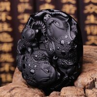 Mặt dây chuyền cóc vàng ba chân Obsidian Mặt dây chuyền nam nữ