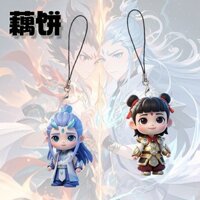 Mặt Dây chuyền cp Bánh củ sen Nezha 2 Magic Boy Naohai Phim hoạt hình Anime có giá trị cao Chuỗi điện thoại di động Nezha Ao Bing Cặp sách trang trí _ Hạt Mù Tạt