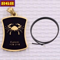 Mặt dây chuyền Cự Giải - Cancer inox vàng kèm vòng cổ dây cao su đen + móc inox, Cung hoàng đạo