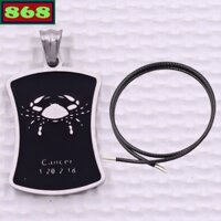 Mặt dây chuyền cung Cự Giải - Cancer inox trắng kèm vòng cổ dây cao su đen + móc inox trắng, Cung hoàng đạo