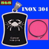 Mặt dây chuyền cung Cự Giải (Cancer) inox kèm vòng cổ dây cao su đen - mặt cung hoàng đạo