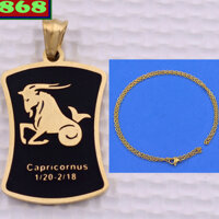 Mặt dây chuyền cung Ma Kết - Capricorn inox vàng kèm vòng cổ dây chuyền inox vàng + móc inox vàng, Cung hoàng đạo