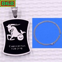 Mặt dây chuyền cung Ma Kết - Capricorn inox trắng kèm vòng cổ dây chuyền inox trắng + móc inox trắng, Cung hoàng đạo