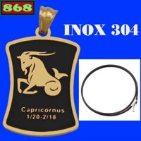 Mặt dây chuyền cung Ma Kết (Capricorn) inox kèm vòng cổ dây cao su đen, cung hoàng đạo