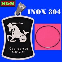 Mặt dây chuyền cung Ma Kết (Capricorn) inox vàng kèm vòng cổ dây da đen, cung hoàng đạo