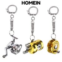 Mặt dây chuyền cuộn dây câu HOMEIN, Móc khóa cuộn dây câu hợp kim nhỏ, Bánh xe quay ngoài trời Vòng chìa khóa câu cá biển Mini