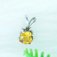 Mặt dây chuyền đá citrine thạch anh vàng tự nhiên kiểu tròn MC14