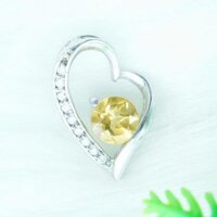 Mặt dây chuyền đá citrine thạch anh vàng tự nhiên kiểu trái tim MCC7
