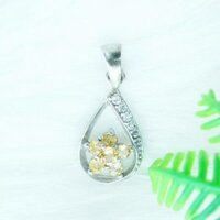 Mặt dây chuyền đá citrine thạch anh vàng tự nhiên kiểu hoa MCC2